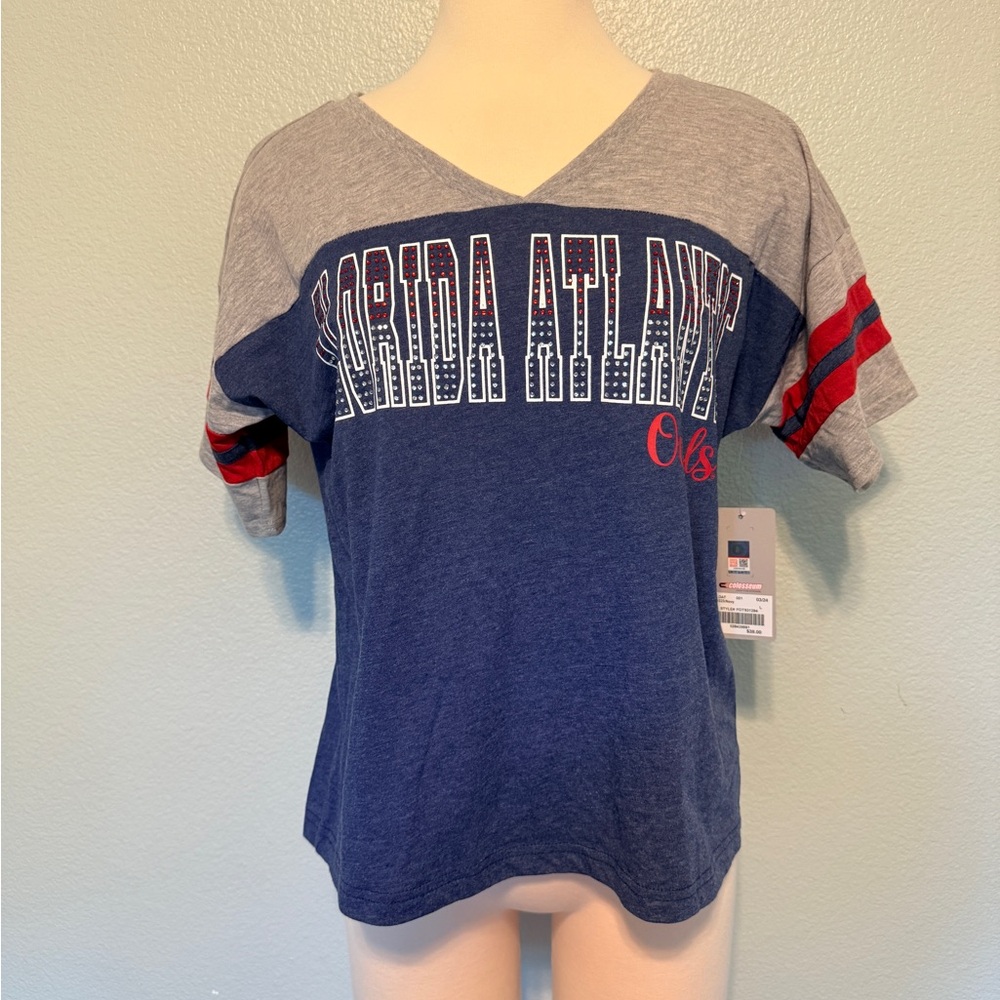 Women's Florida Atlantic V-Neck Tee - Blue and Gray